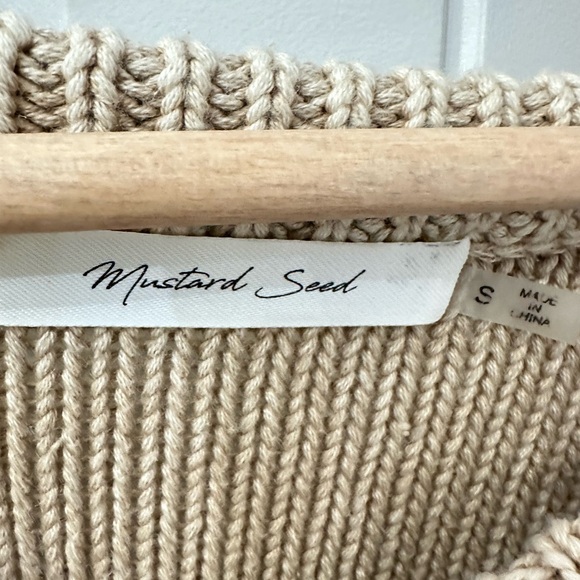 Mustard Seed Tan Taupe Crew Neck Sweater sz Small Boxy Oversized Fit - Picture 2 of 6